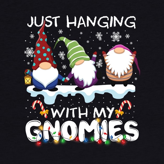 Just Hanging With My Gnomies cute Santa Gnome Tree light Candy Cane Snowflake Funny Christmas Gifts by mittievance